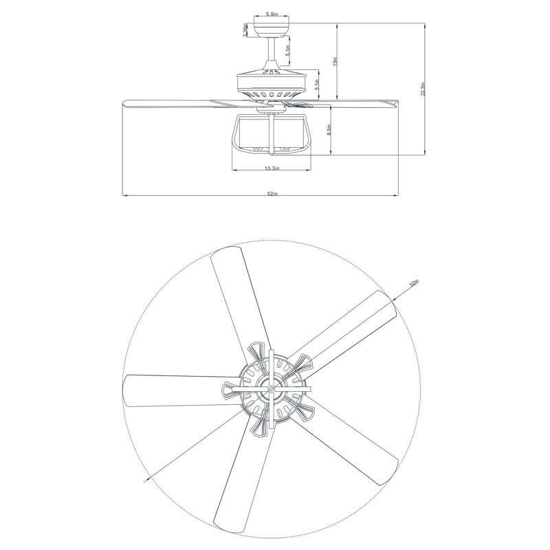 Mobley 52'' Ceiling Fan with Light Kit