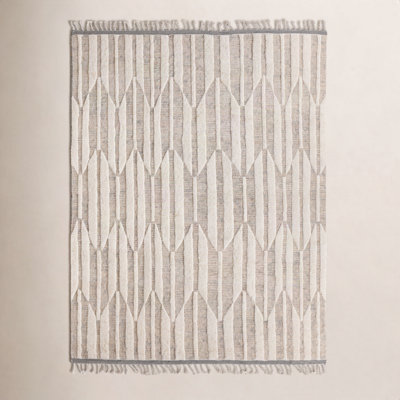 Wesler Beige Ivory Hand-Knotted Wool Rug