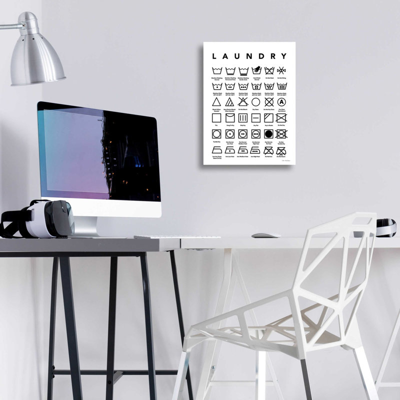 «Laundry Symbols» par Seven Trees Design, art mural en verre acrylique, H 16 po x l 12 po x P 0,13 po