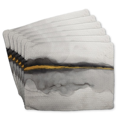Gold Stripe Abstract Braided Polyester Placemats Set of 6
