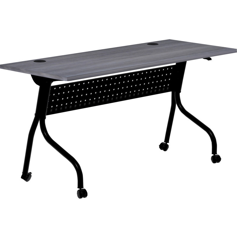 Charcoal and Black Flip-Top Training Table with Casters