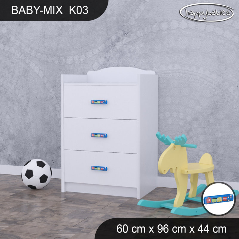 Baby Mix Kids 3 - Drawer Dresser, White/Blue