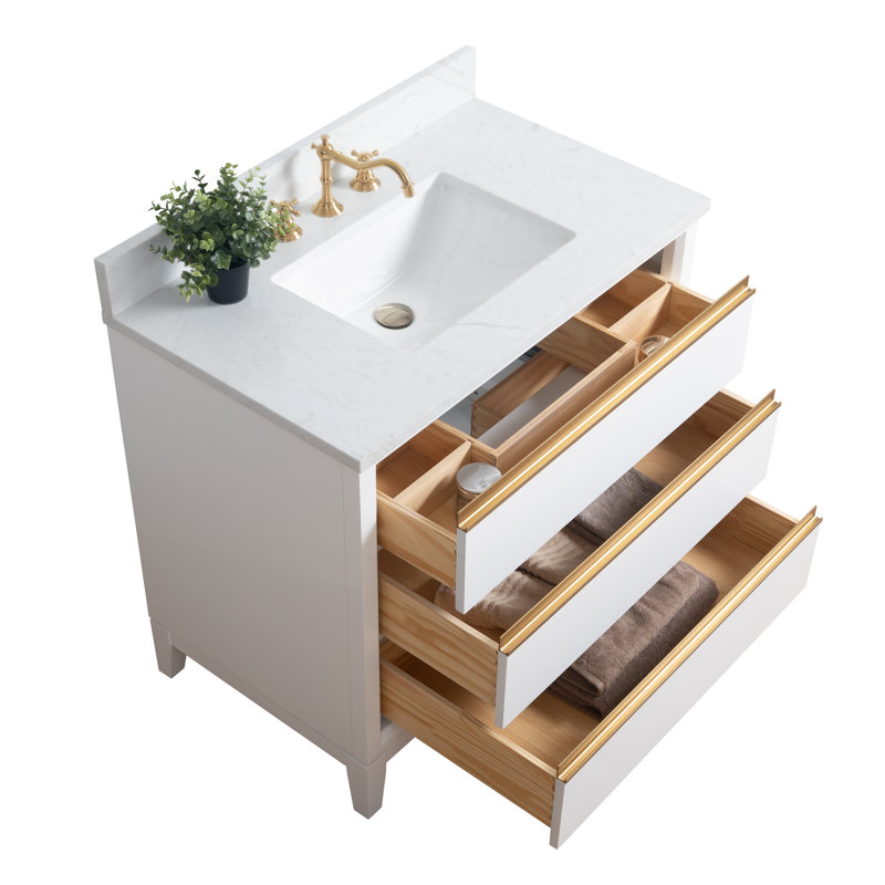 Meuble-lavabo simple 30 po avec comptoir, Blanc, 36"