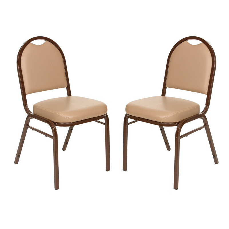 Celia Vinyl Stack Chair (2 Pack), Brown, French Beige