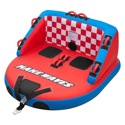 Towable Tube For Boating, 2-rider Inflatable Towable Tube For Boat To Pull, 340 Lbs Capacity Water Sports Boating Tube – With Full Nylon Cover, Dual Tow Points, Safety Valve & Padded Handles