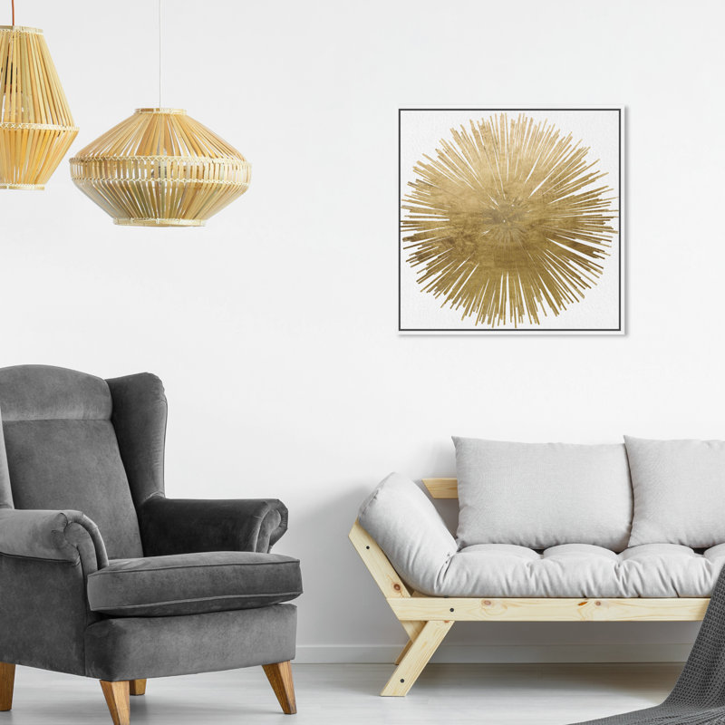 Sunburst Adore - impression, Toile avec cadre doré, H 30 po x l 30 po, Blanc