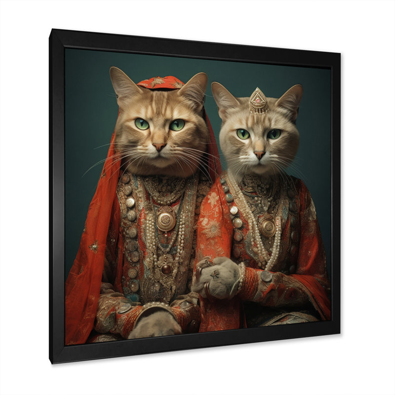 Chats à la mode rétro sur toile, H 24 po x l 24 po x P 1 po, Cadre simple noir