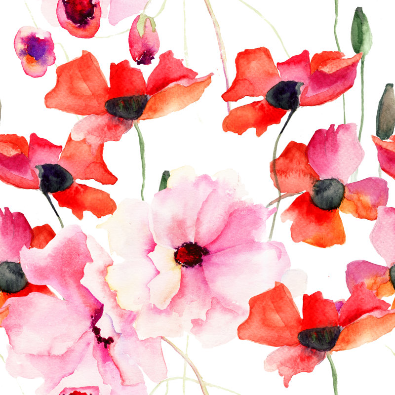 Aegeus Colorful Pink Flowers by Ateli - Wrapped Canvas Painting, 30cm H x 30cm W x 3.8cm D