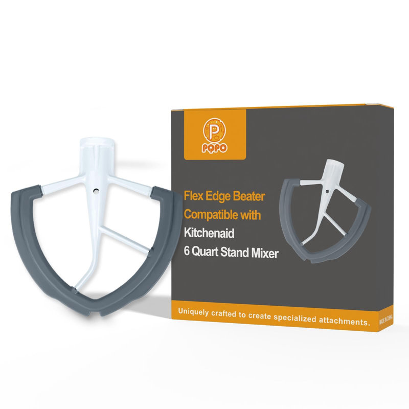 Batteur à bord flexible compatible avec le robot pâtissier KitchenAid à bol relevable de 6 pintes, avec bords en silicone, compatible avec les accessoires pour robot pâtissier KitchenAid