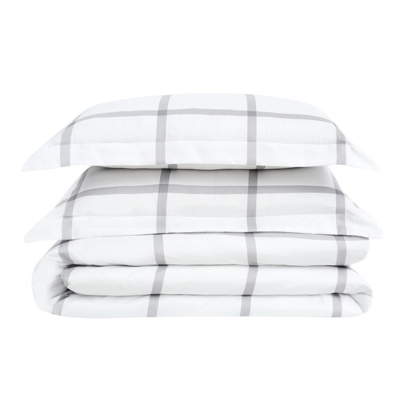 Ensemble d'édredon, Édredon simple TG + 1 taie décorative, Blanc / gris anthracite