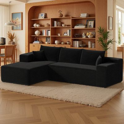 Canapés de 105 po sans os pour le salon: canapé à plancher compressé, canapé en velours côtelé modulaire en forme de L 70D pour la chambre à coucher