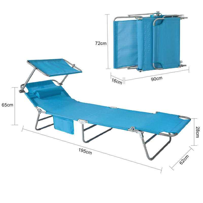 Adeeva 195cm Long Single Chaise, Blue