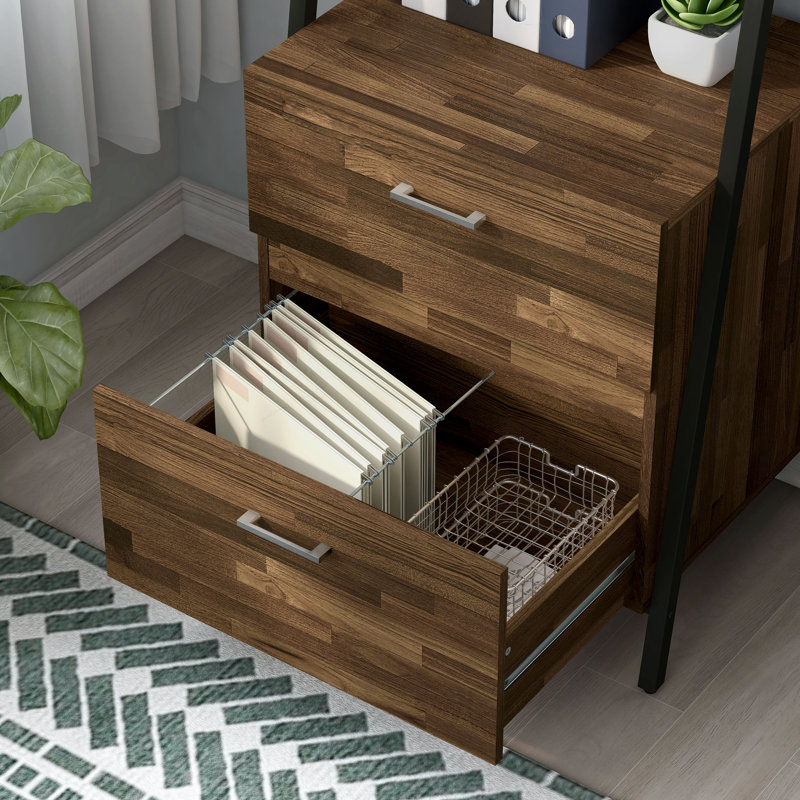 25.59'' Wide 2 -Drawer File Cabinet, Brown/Black