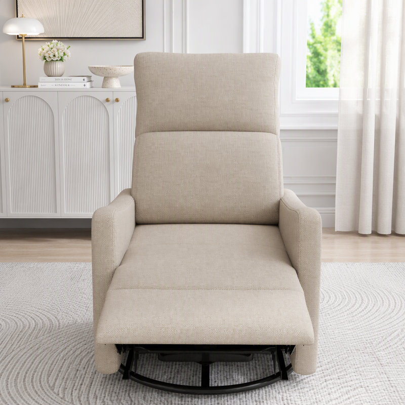 Fauteuil inclinable manuel pivotant avec rotation à 360 ° et coussin rembourré, Brun-Power - Bouton-poussoir