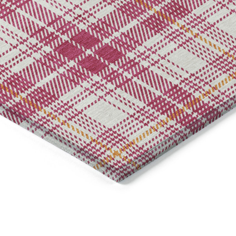 Tapis intérieur lavable à carreaux ivoire et cuivré 5 pi x 8 pi ivoire