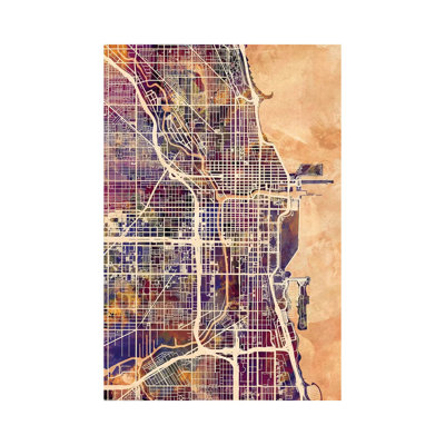 Chicago City Street Map II by Michael Tompsett - Wrapped Canvas Gallery-Wrapped Canvas Giclée