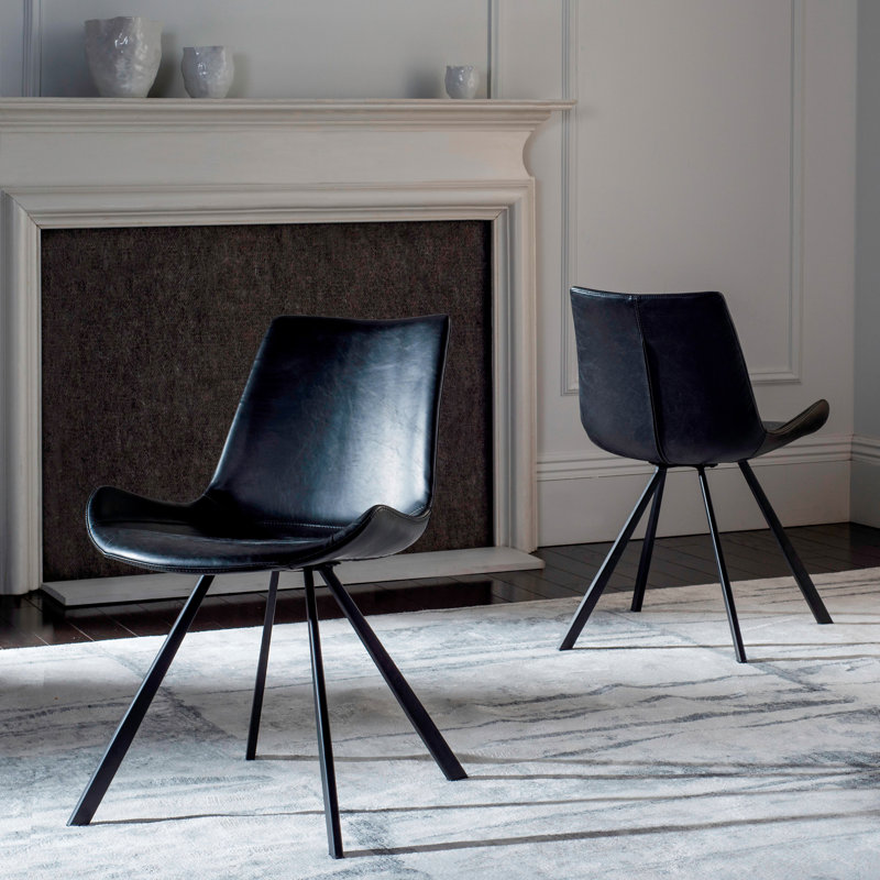 Chaise d'appoint rembourrée Saddle, Noir