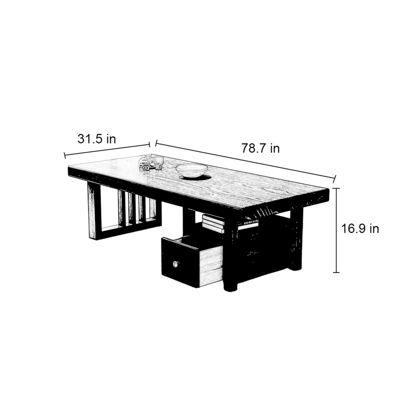 Modern simple rectangular coffee table living room, 16.9" H x 78.7" W x 31.5" D