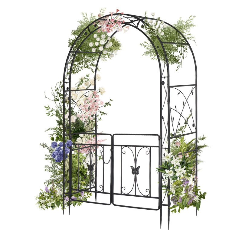 7ft Outdoor Metal Arbor With Gate