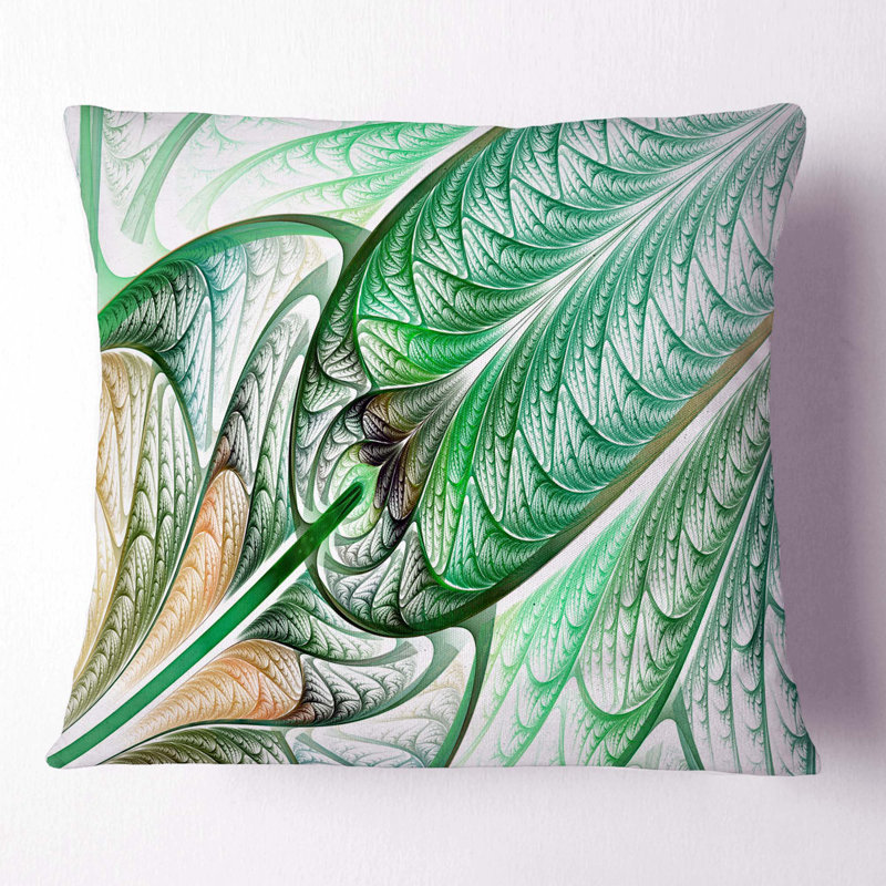 Vitrail fractal - coussin imprimé abstrait, 18 po x 18 po, Turquoise, Coussin décoratif