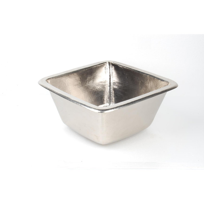 Évier de bar carré martelé 15 po L x 15 po, Nickel mat