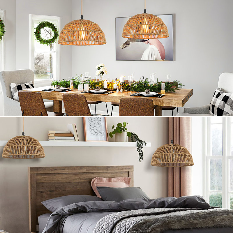 Ensemble de luminaire suspendu en rotin à 1 lumière Amaranthe