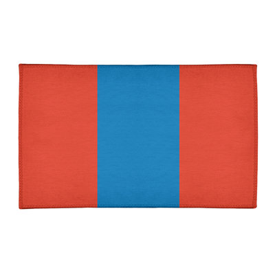 Tapis orange/bleu rayé