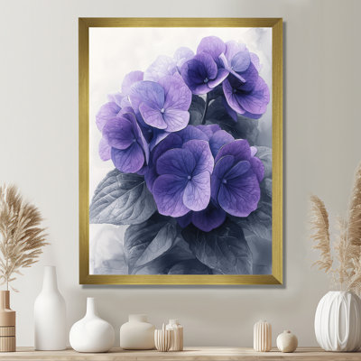 Purple Highlight Hydrangea I - Floral Wall Art Living Room