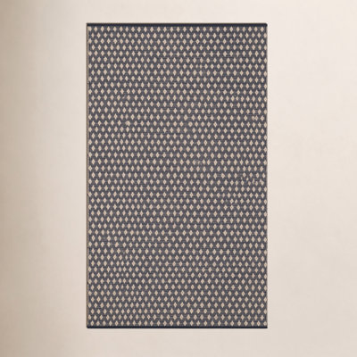 Dainty Diamond Navy/Ivory Handwoven Cotton Rug