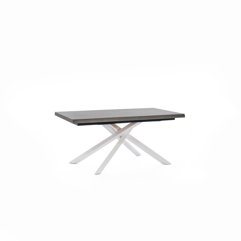 Verdone Metal Base Dining Table, Oak, Black, 76cm H x 160cm W x 90cm D