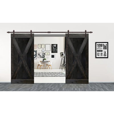 Porte de grange à panneaux et en métal avec trousse de quincaillerie d'installation