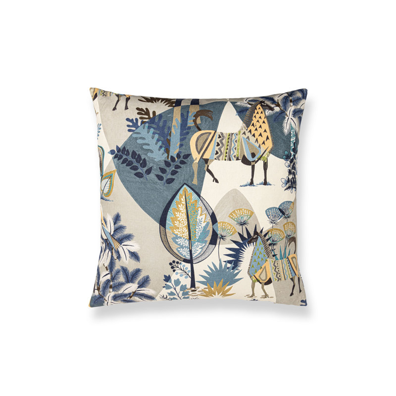 VILLELAURE PILLOW, Square - 24"H x 24"W, Bluestone Wheat Llamas