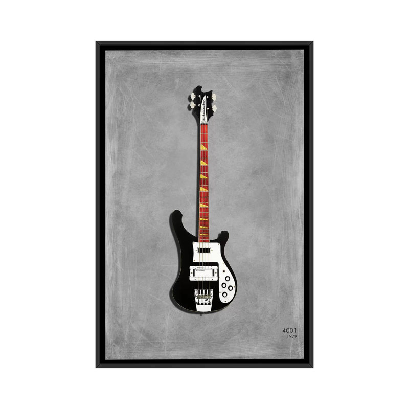 « rickenbacker 4001, 1979 », impression sur toile tendue, H 26 po x l 18 po x P 1,5 po, Toile avec cadre noir, Pas de tapis