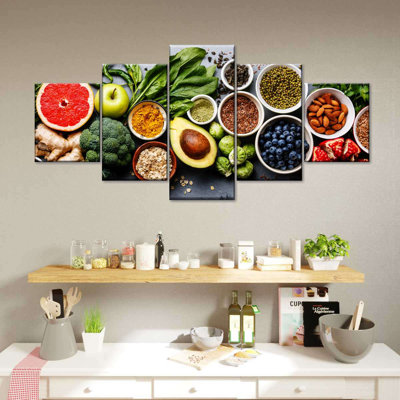 Ensemble de 5 aliments sains sur toile