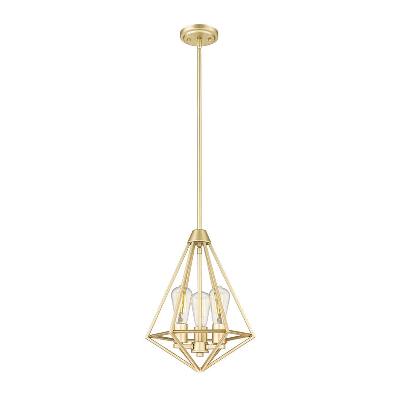 Luminaire suspendu géométrique à 3 lumières, Or moderne peint