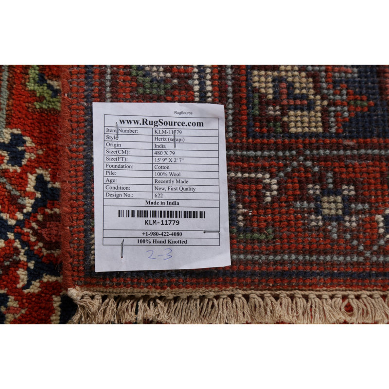 One-of-a-Kind 2'7'' X 15'9'' New Age Runner Wool Area Rug in Red