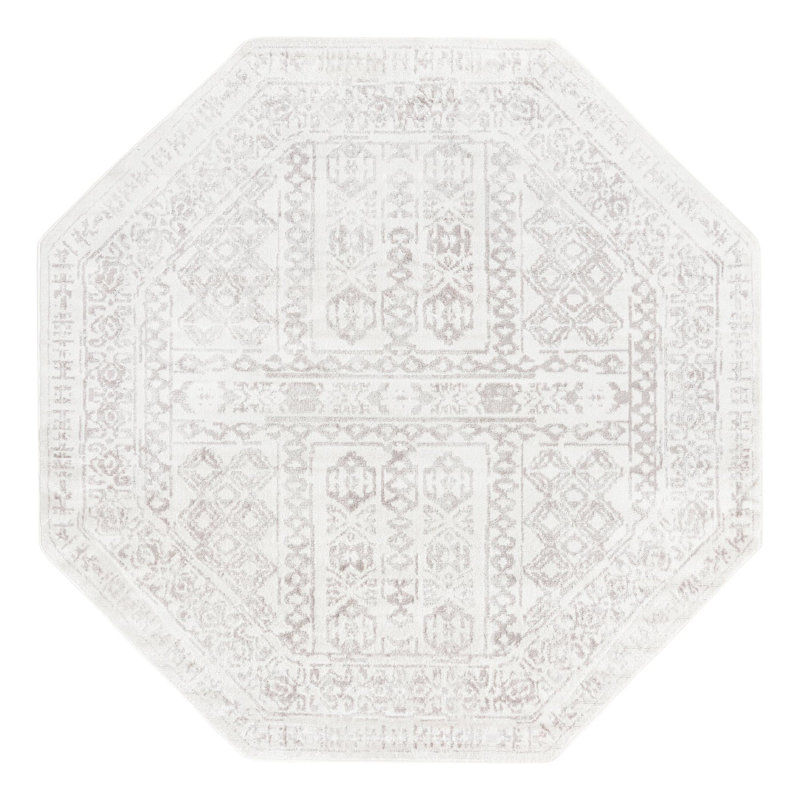 Tapis oriental crème / gris Brackett, Octogone 7 pi 1 po x 7 pi 1 po