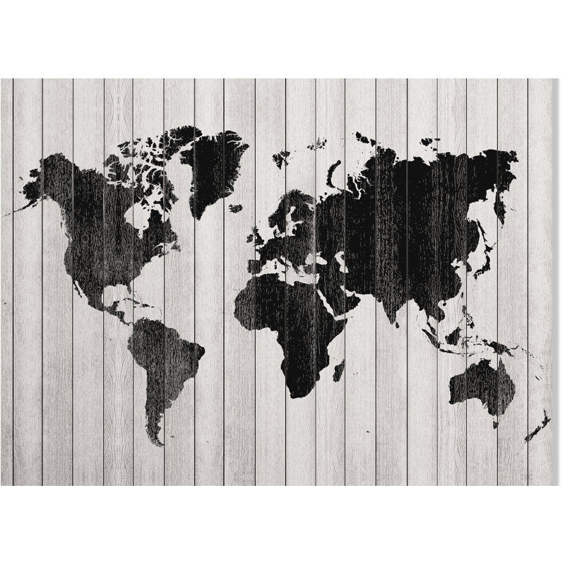 Murale du monde en bois, l 120 po x L 144 po