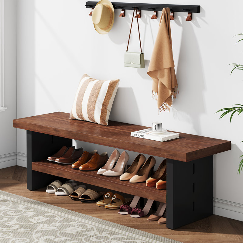 47" Solid Wood Entryway Bench