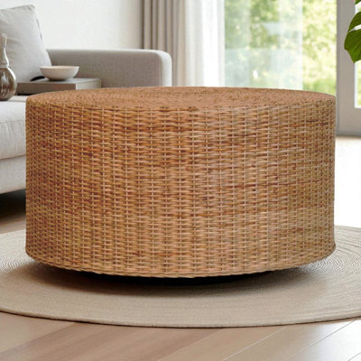 Table basse ronde en bois massif tissé Regency