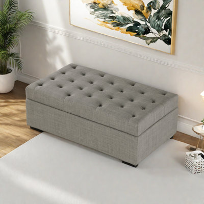Convertible Ottoman With A Folding Sofa Bed, Metal Frame, Memory Mattress And Tufted Design