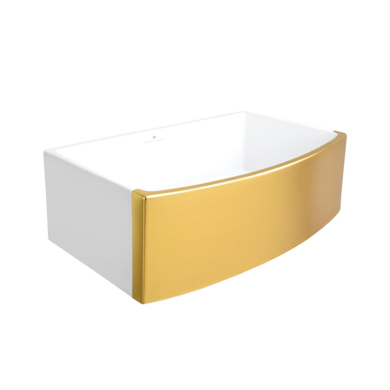 Rendezvous 33"L X 19.5"W Farmhouse/Apron Kitchen Sink, Matte Gold