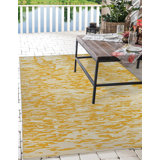 Tapis oriental jaune / blanc en polyester tissé à la machine Lorilea