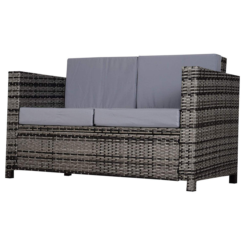 Gennett 130cm Wide Wicker Patio Sofa with Cushions