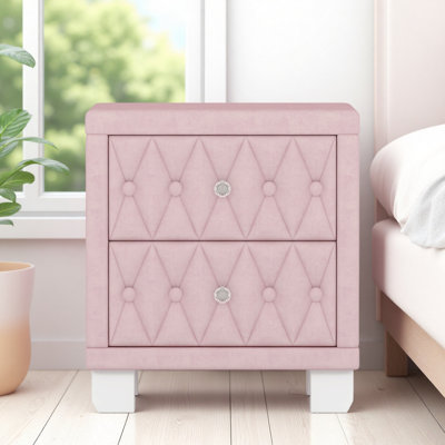 Pink nightstands, Traditional Narrow Nightstand with 2 Drawers