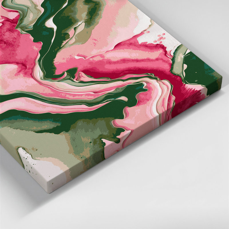 Aquarelle abstraite, art mural sur toile rose 84, H 8 po x l 10 po