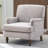 Cream Vintage Armchair With Linen Upholstery And Antique Turned Rubber Wood Legs, For Magazine Reading In Bedroom Upholstered Comfortable Book-133870571