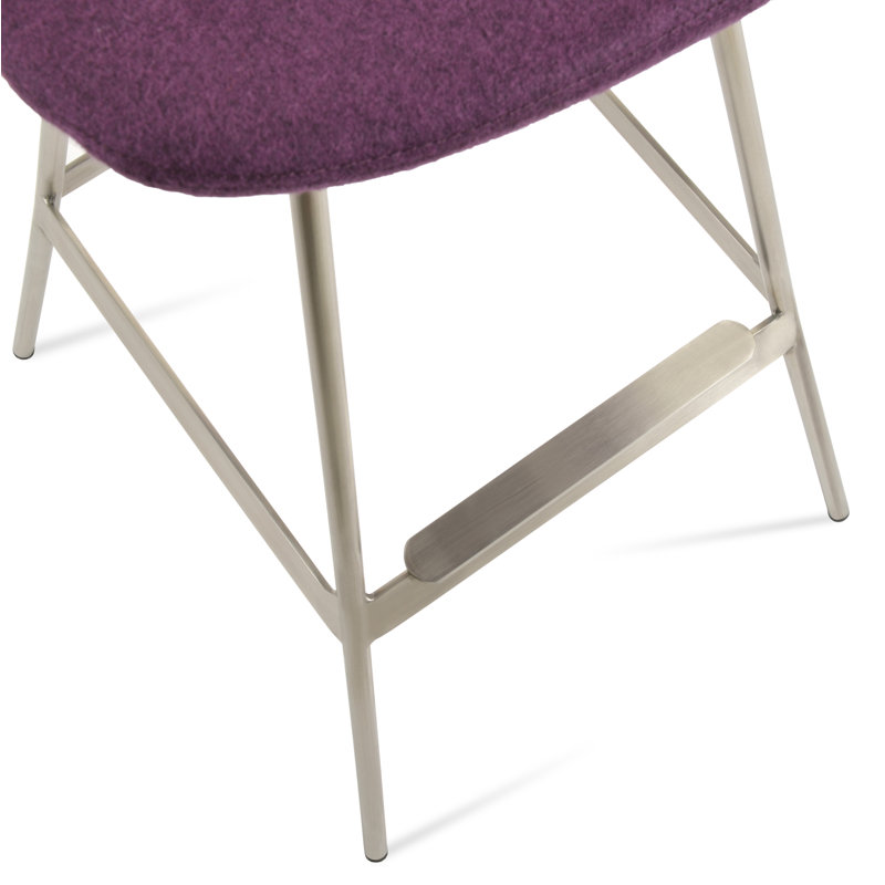 Tabouret Pera Balat, Laine marron foncé, Acier Inoxydable, Tabouret de bar (siège d'une hauteur de 29 po)