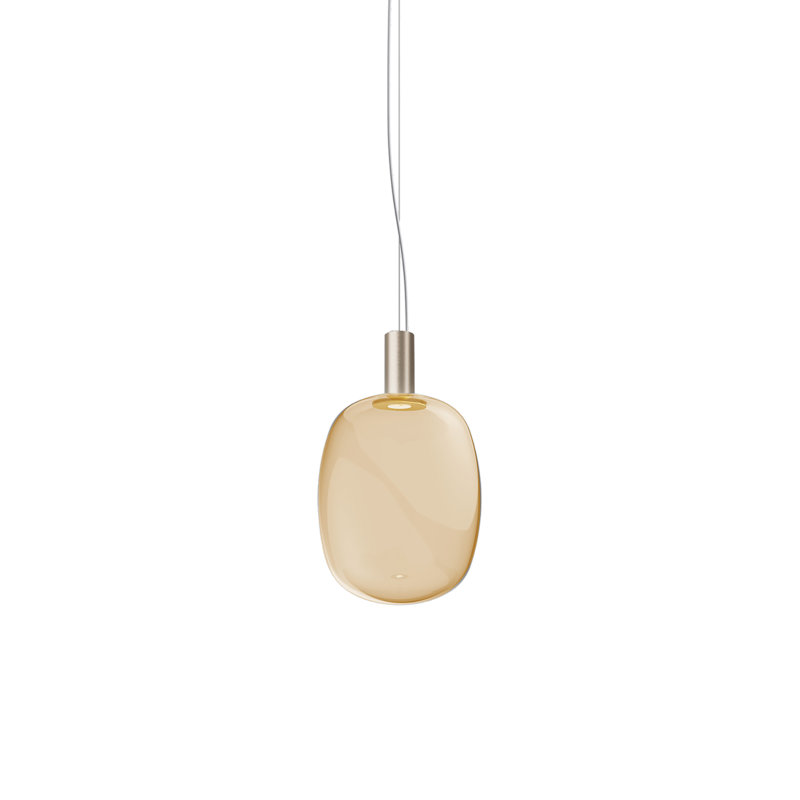 Riflesso 1 - Light Pendant, 97" H x 11" W x 11" D, Amber Transparent, Matte Gold