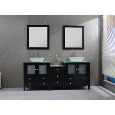 Ensemble de meuble-lavabo double 74 "avec miroir Ciel